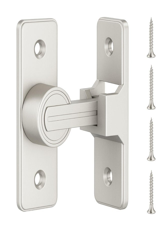 RETRIN 90 Degree Barn Door Lock Latch - Zinc Alloy Privacy Lock, Cannot Be Opened from Outside - Easy Install with Screws - for Bathroom, Garage, Bedroom, Cabinet, Barn (Nickel) - Image 1